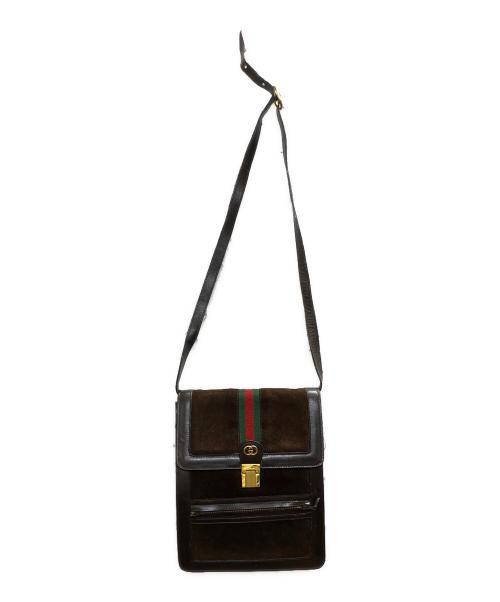 GUCCI（グッチ）GUCCI (グッチ) シェリーラインスウェードショルダーバッグ ブラウンの古着・服飾アイテム