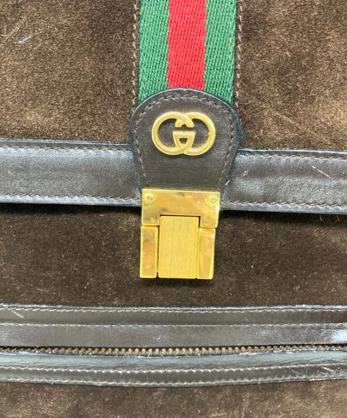 GUCCI（グッチ）GUCCI (グッチ) シェリーラインスウェードショルダーバッグ ブラウンの古着・服飾アイテム