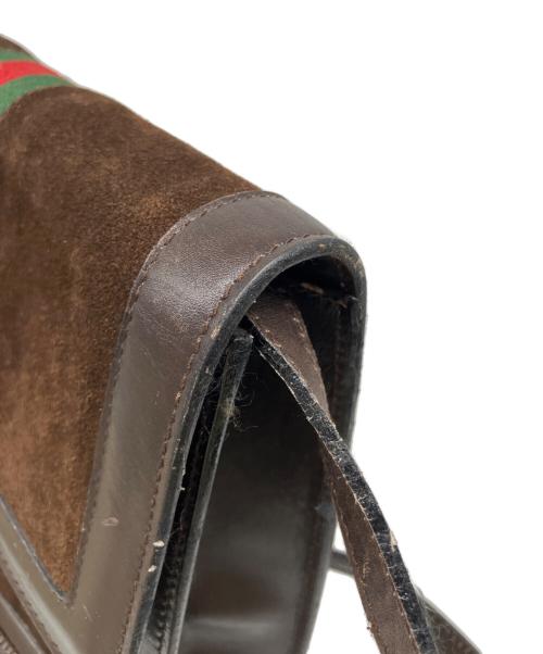 GUCCI（グッチ）GUCCI (グッチ) シェリーラインスウェードショルダーバッグ ブラウンの古着・服飾アイテム