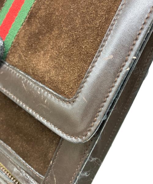 GUCCI（グッチ）GUCCI (グッチ) シェリーラインスウェードショルダーバッグ ブラウンの古着・服飾アイテム