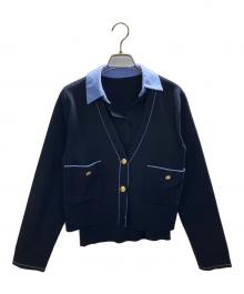 JUSGLITTY（ジャスグリッティー）の古着「シャツカラーVネックアンサンブル」｜ネイビー