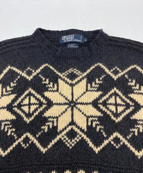 POLO RALPH LAUREN（ポロ・ラルフローレン）POLO RALPH LAUREN (ポロ・ラルフローレン) スノーフレークウールニット ネイビー×ブラック サイズ:Ⅼの古着・服飾アイテム