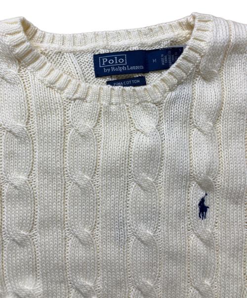 POLO RALPH LAUREN（ポロ・ラルフローレン）POLO RALPH LAUREN (ポロ・ラルフローレン) ケーブルニット コットン クルーネック セーター アイボリー サイズ:Ⅿ 未使用品の古着・服飾アイテム