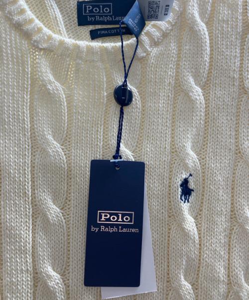 POLO RALPH LAUREN（ポロ・ラルフローレン）POLO RALPH LAUREN (ポロ・ラルフローレン) ケーブルニット コットン クルーネック セーター アイボリー サイズ:Ⅿ 未使用品の古着・服飾アイテム