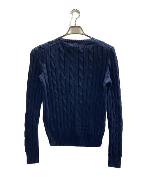 POLO RALPH LAUREN（ポロ・ラルフローレン）POLO RALPH LAUREN (ポロ・ラルフローレン) ケーブルニット コットン クルーネック セーター ネイビー サイズ:M 未使用品の古着・服飾アイテム