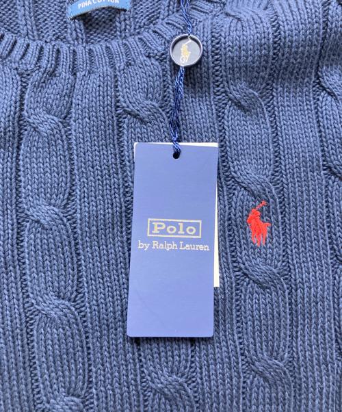 POLO RALPH LAUREN（ポロ・ラルフローレン）POLO RALPH LAUREN (ポロ・ラルフローレン) ケーブルニット コットン クルーネック セーター ネイビー サイズ:M 未使用品の古着・服飾アイテム