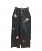 ACLENTアクレント）の古着「Leather Patch Icon Denim」｜グレー