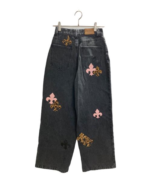 ACLENT（アクレント）ACLENT (アクレント) Leather Patch Icon Denim グレー サイズ:Sの古着・服飾アイテム