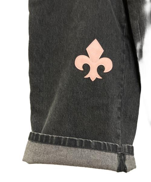 ACLENT（アクレント）ACLENT (アクレント) Leather Patch Icon Denim グレー サイズ:Sの古着・服飾アイテム