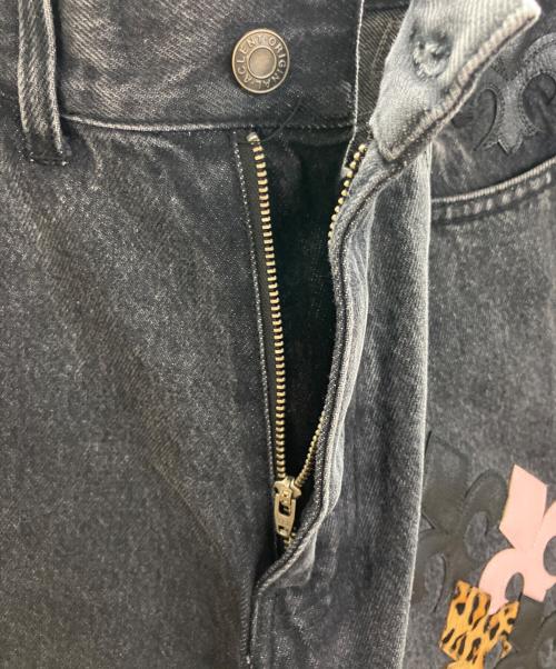 ACLENT（アクレント）ACLENT (アクレント) Leather Patch Icon Denim グレー サイズ:Sの古着・服飾アイテム