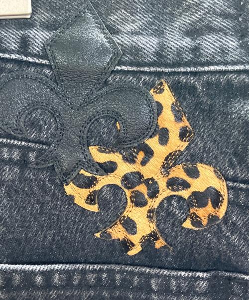 ACLENT（アクレント）ACLENT (アクレント) Leather Patch Icon Denim グレー サイズ:Sの古着・服飾アイテム