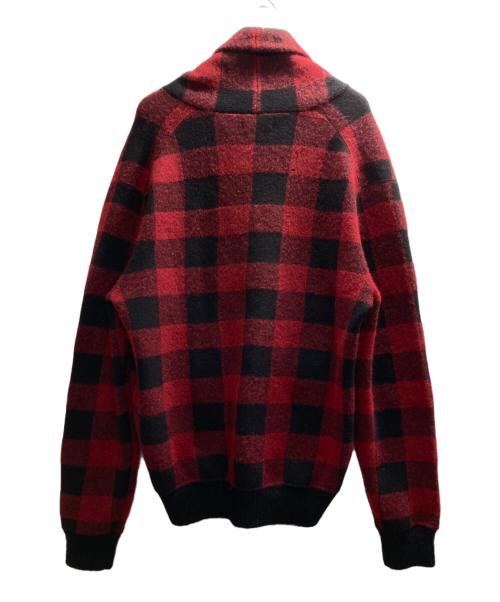 POLO RALPH LAUREN（ポロ・ラルフローレン）POLO RALPH LAUREN (ポロ・ラルフローレン) アルパカ混ブロックチェックニットジャケット ブラック×レッド サイズ:Ⅿの古着・服飾アイテム