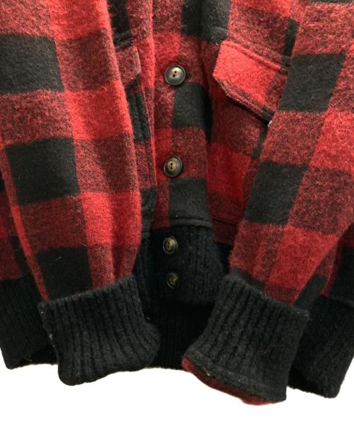 POLO RALPH LAUREN（ポロ・ラルフローレン）POLO RALPH LAUREN (ポロ・ラルフローレン) アルパカ混ブロックチェックニットジャケット ブラック×レッド サイズ:Ⅿの古着・服飾アイテム