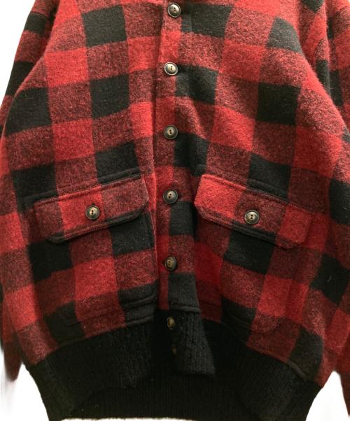 POLO RALPH LAUREN（ポロ・ラルフローレン）POLO RALPH LAUREN (ポロ・ラルフローレン) アルパカ混ブロックチェックニットジャケット ブラック×レッド サイズ:Ⅿの古着・服飾アイテム