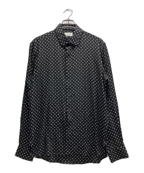 Saint Laurent Paris（サンローランパリ）Saint Laurent Paris (サンローランパリ) シルクドットシャツ ブラック サイズ:37の古着・服飾アイテム