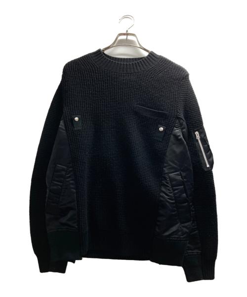sacai（サカイ）sacai (サカイ) MA-1 ウールニット プルオーバー ブラック サイズ:2の古着・服飾アイテム