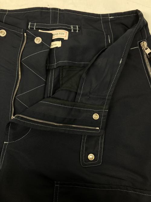 ALEXANDER McQUEEN（アレキサンダーマックイーン）ALEXANDER McQUEEN (アレキサンダーマックイーン) サイドジップリブパンツ ネイビー サイズ:48の古着・服飾アイテム
