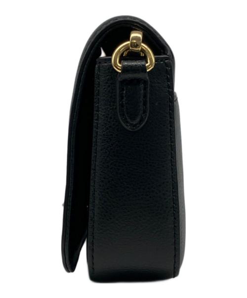 LAUREN RALPH LAUREN（ローレン ラルフ ローレン）LAUREN RALPH LAUREN (ローレン ラルフ ローレン) エンボスロゴレザーショルダーバッグ ブラックの古着・服飾アイテム