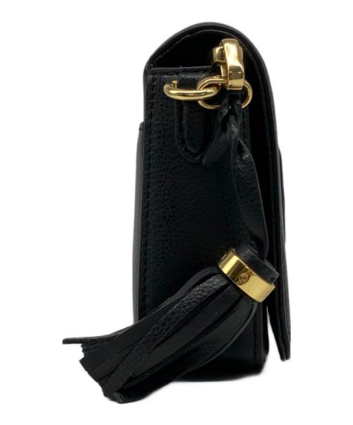 LAUREN RALPH LAUREN（ローレン ラルフ ローレン）LAUREN RALPH LAUREN (ローレン ラルフ ローレン) エンボスロゴレザーショルダーバッグ ブラックの古着・服飾アイテム