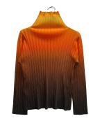 PLEATS PLEASEプリーツプリーズ）の古着「グラデーションカットソー」｜オレンジ×ブラウン