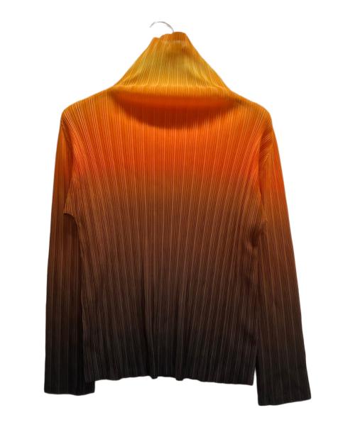 PLEATS PLEASE（プリーツプリーズ）PLEATS PLEASE (プリーツプリーズ) グラデーションカットソー オレンジ×ブラウン サイズ:3の古着・服飾アイテム