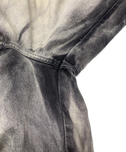 DIESEL（ディーゼル）DIESEL (ディーゼル) P-HANS レイヤード ワイド デニムパンツ ブラック×グレー サイズ:50の古着・服飾アイテム