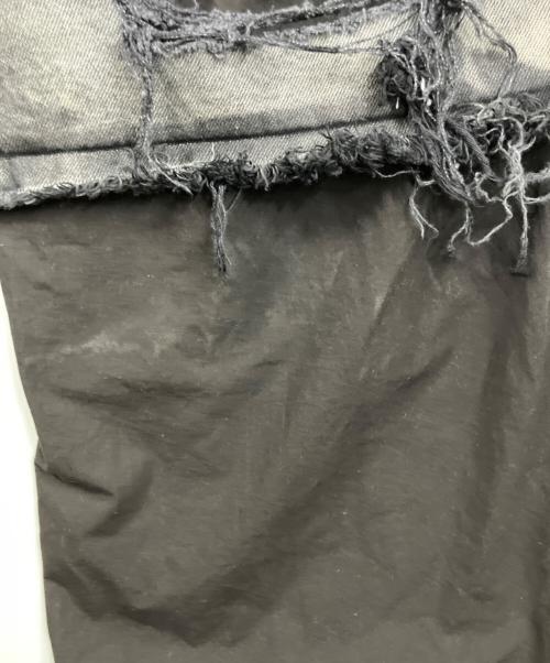 DIESEL（ディーゼル）DIESEL (ディーゼル) P-HANS レイヤード ワイド デニムパンツ ブラック×グレー サイズ:50の古着・服飾アイテム