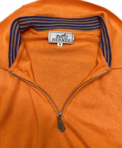 HERMES（エルメス）HERMES (エルメス) ハーフジップカシミヤブレンドレイヤードデザインニット オレンジ サイズ:Mの古着・服飾アイテム