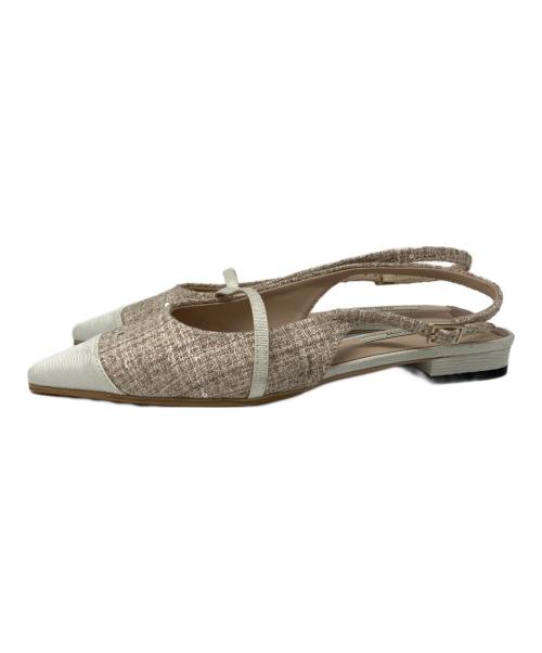 HER LIP TO（ハーリップトゥ）Her lip to (ハーリップトゥ) Tweed Slingback Flats ピンク サイズ:38の古着・服飾アイテム