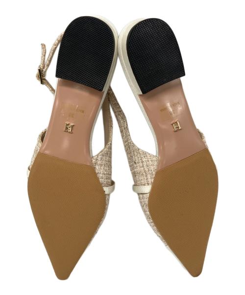 HER LIP TO（ハーリップトゥ）Her lip to (ハーリップトゥ) Tweed Slingback Flats ピンク サイズ:38の古着・服飾アイテム