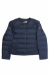 PRADA（プラダ）の古着「ノーカラーライトダウンジャケット」｜ネイビー