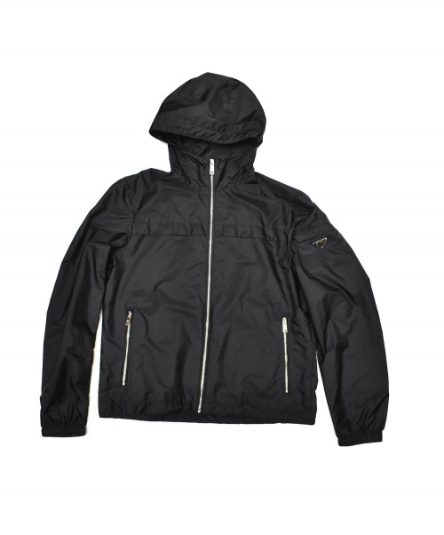 PRADA（プラダ）PRADA (プラダ) ロゴプレート付ナイロンジャケット ブラック サイズ:SIZE Lの古着・服飾アイテム