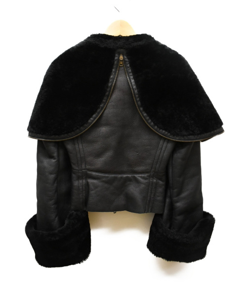 GUCCI（グッチ）GUCCI (グッチ) リアルムートンライダースジャケット ブラック サイズ:SIZE 38の古着・服飾アイテム