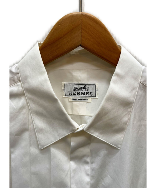 HERMES（エルメス）HERMES (エルメス) 切替タックシャツ ホワイト サイズ:SIZE 42　161/2の古着・服飾アイテム