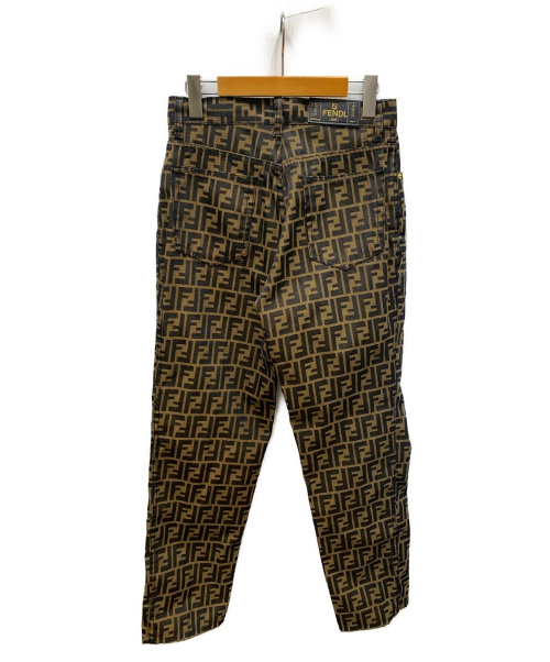 FENDI（フェンディ）FENDI (フェンディ) ズッカ柄デニムパンツ ベージュ×ブラック サイズ:SIZE 29の古着・服飾アイテム