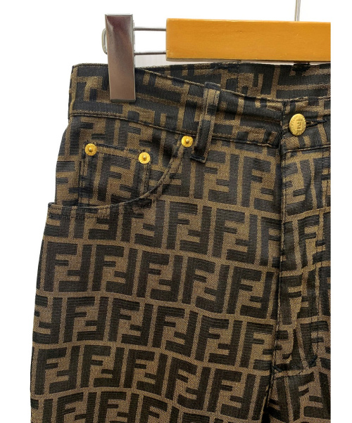 FENDI（フェンディ）FENDI (フェンディ) ズッカ柄デニムパンツ ベージュ×ブラック サイズ:SIZE 29の古着・服飾アイテム