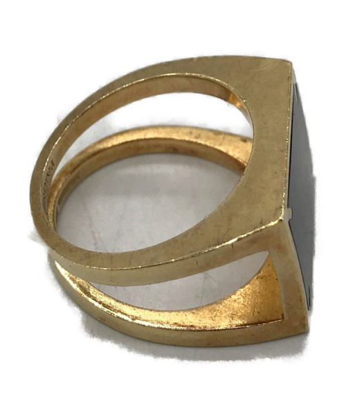 Maison Margiela（メゾンマルジェラ）Maison Margiela (メゾンマルジェラ) 4ステッチアイコンリング ゴールド×ブラック サイズ:21号の古着・服飾アイテム