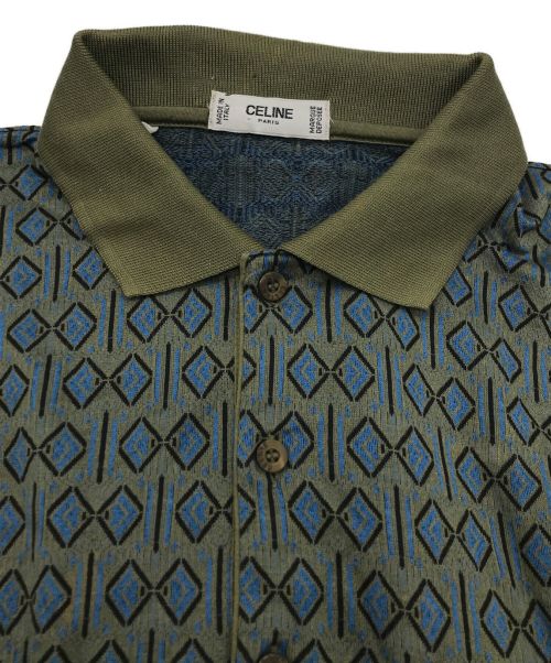 CELINE（セリーヌ）CELINE (セリーヌ) [OLD]総柄ポロシャツ グリーン サイズ:SIZE Lの古着・服飾アイテム