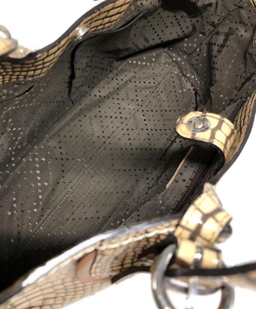 PELLE BORSA（ペレボルサ）PELLE BORSA (ペレボルサ) クロコ型押しハンドバッグ ベージュの古着・服飾アイテム