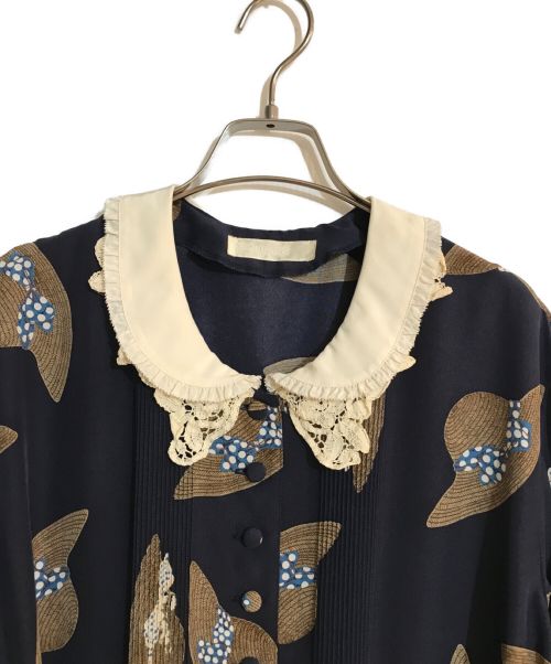 PINK HOUSE（ピンクハウス）PINK HOUSE (ピンクハウス) 総柄ワンピース ネイビー サイズ:表記なしの古着・服飾アイテム