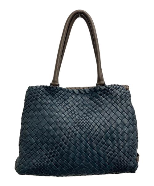 FALORNI（ファロルニ）FALORNI (ファロルニ) バイカラーメッシュハンドバッグ ネイビーの古着・服飾アイテム