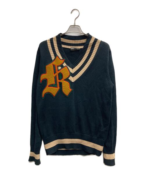 KOLOR（カラー）KOLOR (カラー) ワッペンＶネックロゴニット ネイビー サイズ:SIZE 3の古着・服飾アイテム