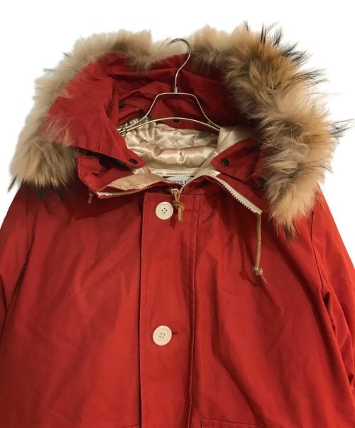 WHITE LINE（ホワイトライン）WHITE LINE (ホワイトライン) Oiled Cotton Down Coat/オイルコットンダウンコート レッド サイズ:44の古着・服飾アイテム