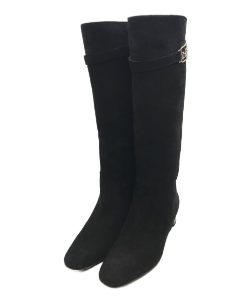 HERMES（エルメス）HERMES (エルメス) 19AW ヴェルサイユ スエード ロングブーツ ブラック サイズ:SIZE 37の古着・服飾アイテム