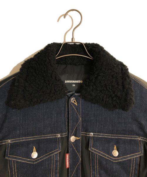 DSQUARED2（ディースクエアード）DSQUARED2 (ディースクエアード) マルチファブリックダウンジャケット インディゴ×ブラック サイズ:54の古着・服飾アイテム