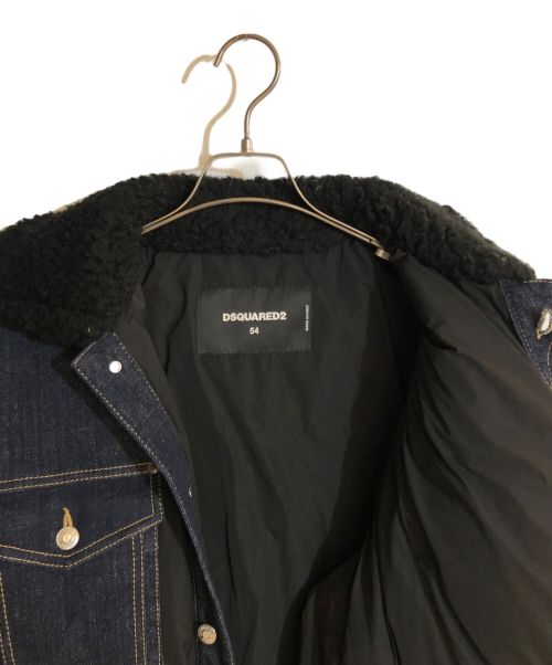 DSQUARED2（ディースクエアード）DSQUARED2 (ディースクエアード) マルチファブリックダウンジャケット インディゴ×ブラック サイズ:54の古着・服飾アイテム