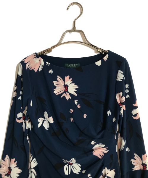 LAUREN RALPH LAUREN（ローレンラルフローレン）LAUREN RALPH LAUREN (ローレンラルフローレン) 総柄ワンピース ネイビー サイズ:SIZE 2の古着・服飾アイテム