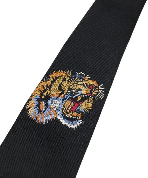 GUCCI（グッチ）GUCCI (グッチ) タイガーエンブロイドネクタイ ブラック サイズ:表記なしの古着・服飾アイテム