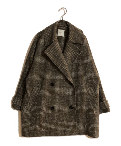 Spick and Span（スピック＆スパン）Spick and Span (スピックアンドスパン) Wスライバーチェックハーフコート ブラウン サイズ:36の古着・服飾アイテム