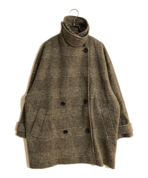 Spick and Span（スピック＆スパン）Spick and Span (スピックアンドスパン) Wスライバーチェックハーフコート ブラウン サイズ:36の古着・服飾アイテム